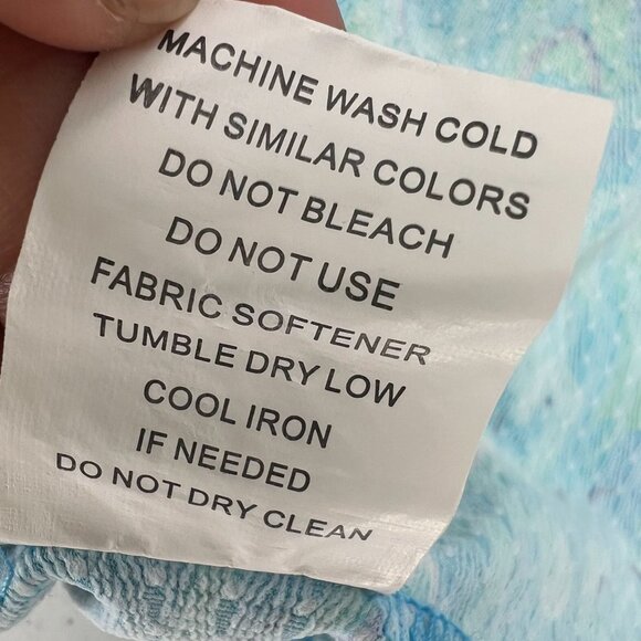 IBKUL XXL Women Long Sleeve Shirt Blue Green Swirl Pattern Nylon Blend Mock Neck - Picture 5 of 9